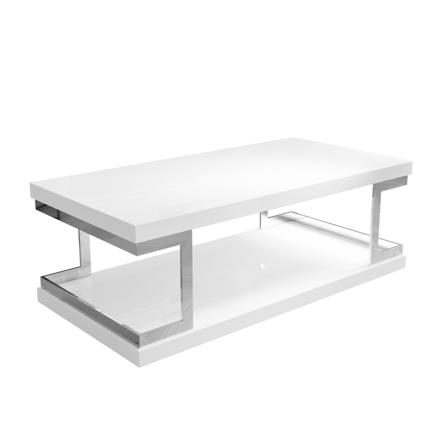 Large White Gloss Coffee Table with Shelf Tiffany BuyItDirect.ie