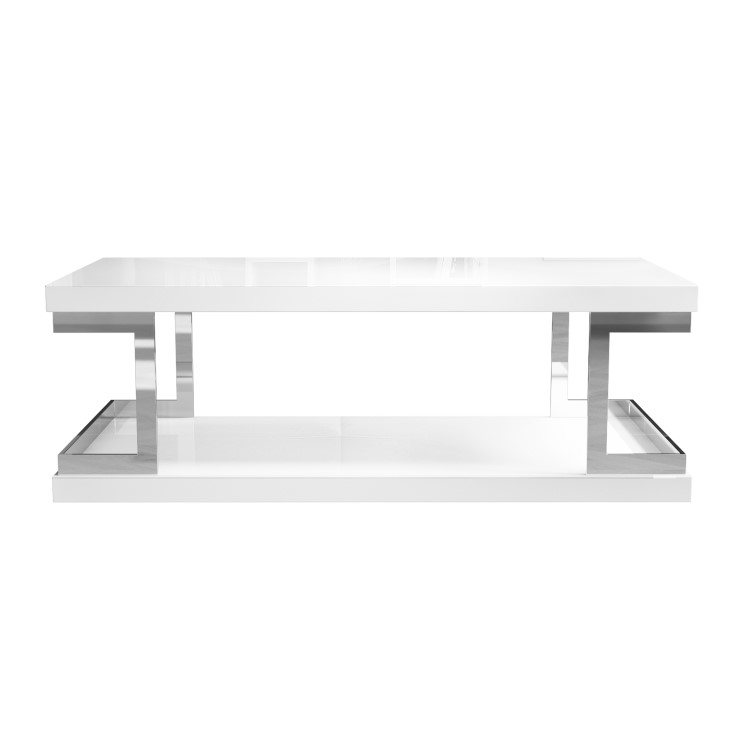 Large White Gloss Coffee Table with Shelf - Tiffany