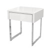 White Gloss Side Table with Drawer - Tiffany
