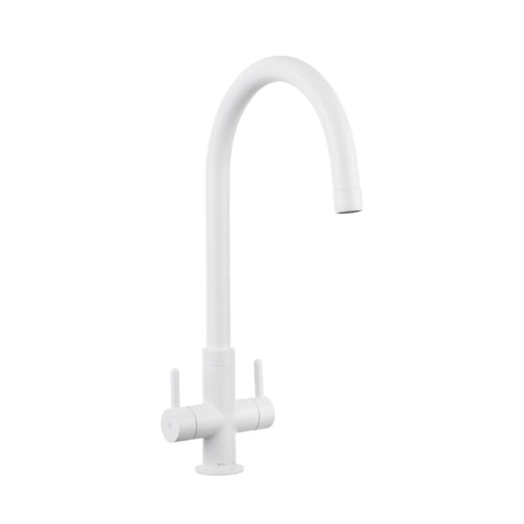 Rangemaster Dual Lever Kitchen Mixer Tap - Crystal White