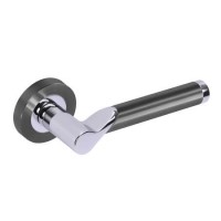 Internal Black Nickel and Silver Polished Chrome Lever Door Handle with Latch and Hinges Pack - 65mm Latch - Timis - XL Joinery