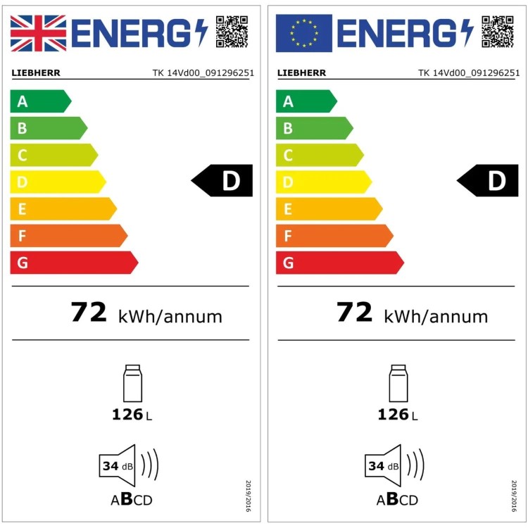 Refurbished Liebherr Pure 126 Litre Freestanding Undercounter Fridge - White
