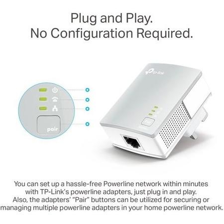 Box Opened TP-Link AV500 500Mbps 1 Port Powerline Adapter - 2 Pack