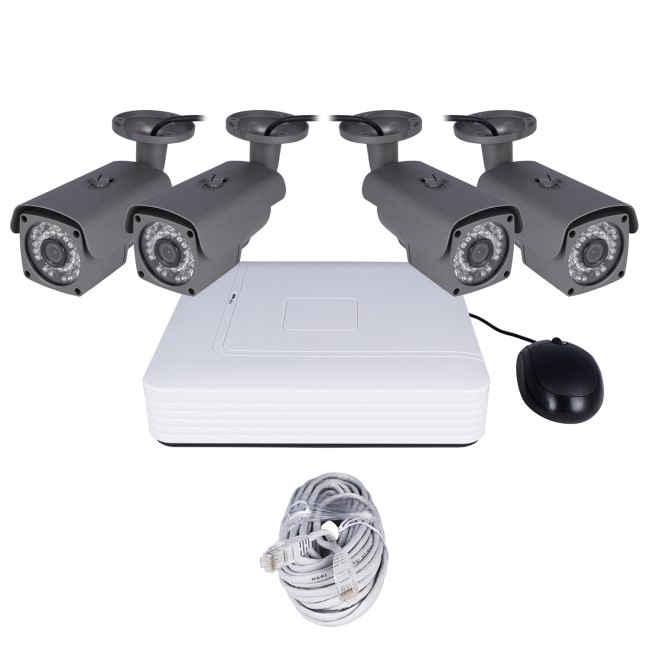 GRADE A1 - electriQ CCTV System - 4 Channel HD 1080p with 4 x 1080p Bullet Cameras & 1TB HDD