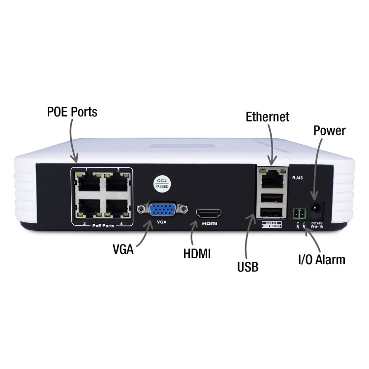 electriQ CCTV System - 4 Channel 1080p NVR with 4 x HD Bullet Cameras & 2TB HDD