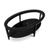 Large Oval Black Wood Coffee Table with Glass Top - Toula