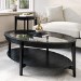 Large Oval Black Wood Coffee Table with Glass Top - Toula
