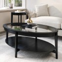 TLA001 Oval Black Ash Coffee Table with Storage - Toula