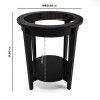 Round Black Wood Side Table with Glass Top - Toula