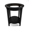 Round Black Wood Side Table with Glass Top - Toula