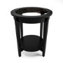 Round Black Glass Top Side Table with Storage - Toula