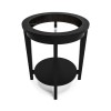 Round Black Wood Side Table with Glass Top - Toula