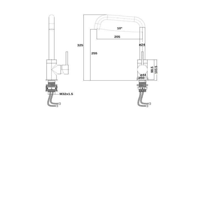 Enza Elwood Chrome Single Lever Kitchen Mixer Tap