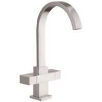 GRADE A1 - Box Opened Enza Cromer Chrome Twin Lever Mono Kitchen Mixer Tap