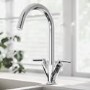 Chrome Twin Lever Kitchen Mixer Tap - Essence Hector