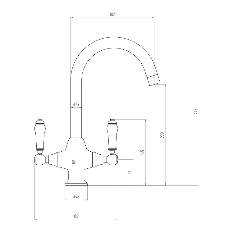 Taylor & Moore Belrose Chrome Twin Lever Victorian Kitchen Mixer Tap