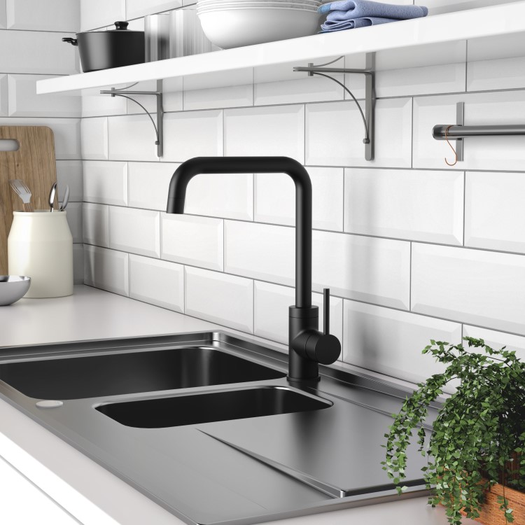 Black Single Lever Kitchen Mixer Tap - Enza Elwood