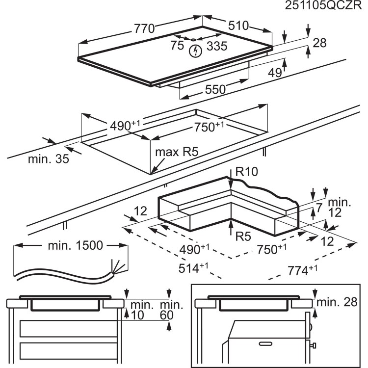 AEG 5000 Series 80cm 4 Zone Induction Hob