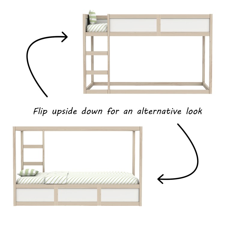 White Pine Low Bunk Bed - Converts to a Cabin Bed - Topsy