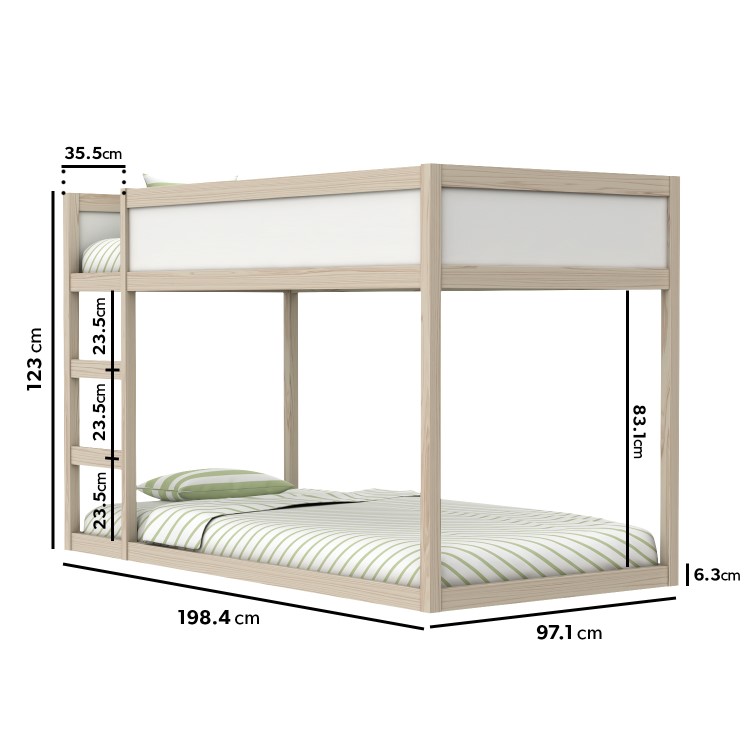 White Pine Low Bunk Bed - Converts to a Cabin Bed - Topsy