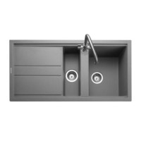 Rangemaster Topaz 1.5 Bowl Inset Grey Granite Kitchen Sink with Reversible Drainer Rangemaster Topaz 1.5 Bowl Inset Grey Granite Kitchen Sink with Reversible Drainer