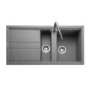 Rangemaster Topaz 1.5 Bowl Inset Grey Granite Kitchen Sink with Reversible Drainer
