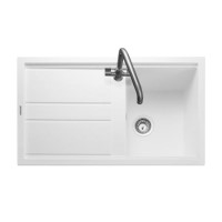 Rangemaster Topaz Single Bowl Inset White Granite Kitchen Sink with Reversible Drainer Rangemaster Topaz Single Bowl Inset White Granite Kitchen Sink with Reversible Drainer