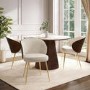 Beige Upholstered Dining Chair with Wooden Back - Tori