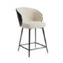 Beige Upholstered Kitchen Stool with Wooden Back - Tori