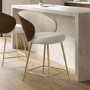 Beige Upholstered Kitchen Stool with Wooden Back - Tori