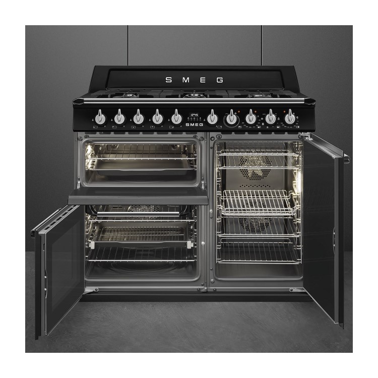 Smeg Victoria 100cm Dual Fuel Range Cooker - Black