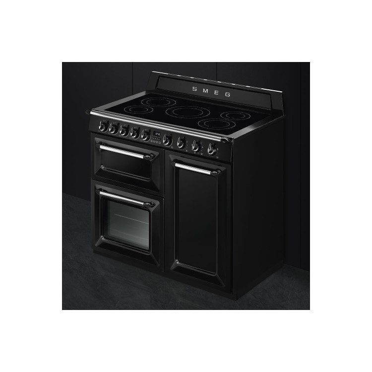 Smeg TR103IBL 100cm Victoria Gloss Black Three Cavity Traditional Range Cooker with Side Opening