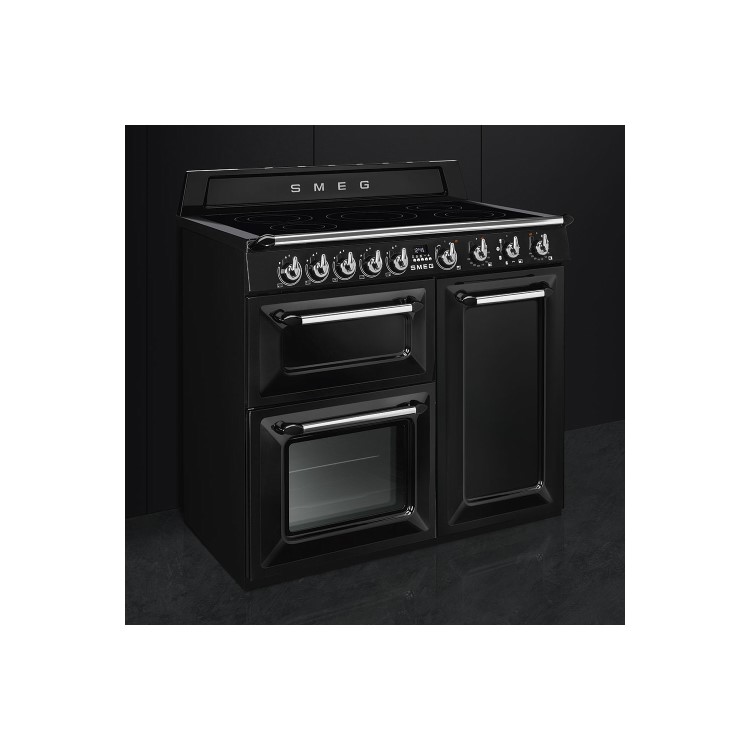 Smeg TR103IBL 100cm Victoria Gloss Black Three Cavity Traditional Range Cooker with Side Opening