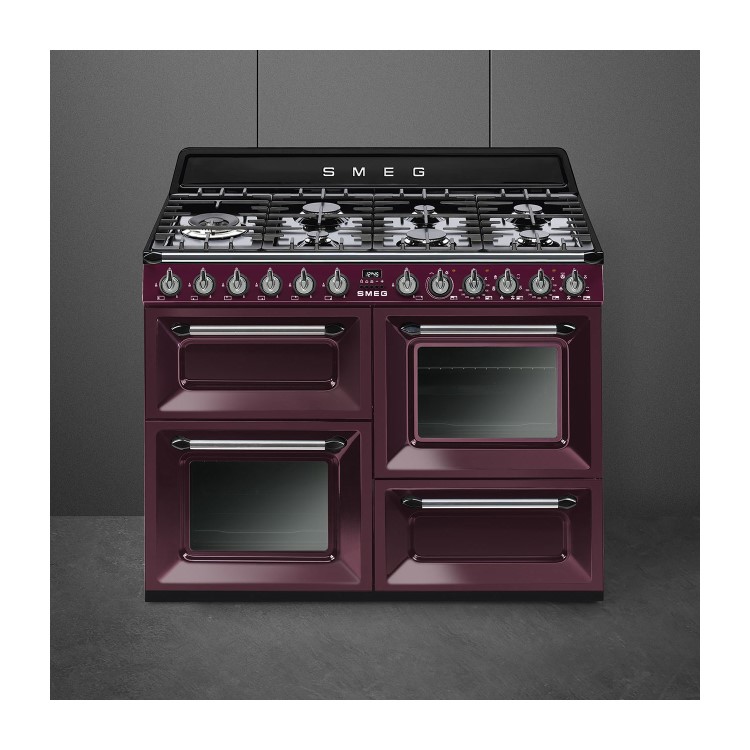 Smeg TR4110RW1 Victoria Traditional 110cm Dual Fuel Range Cooker Red Wine
