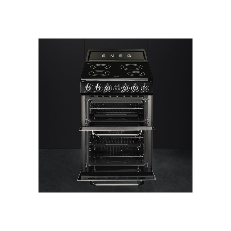Smeg TR62IBL Victoria 60cm  Double Oven Electric Cooker With Induction Hob - Black