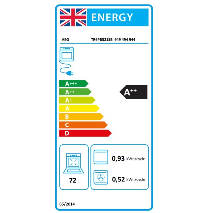 AEG 6000 Series TR6PB521SB SteamCrisp Electric Single Oven - Black