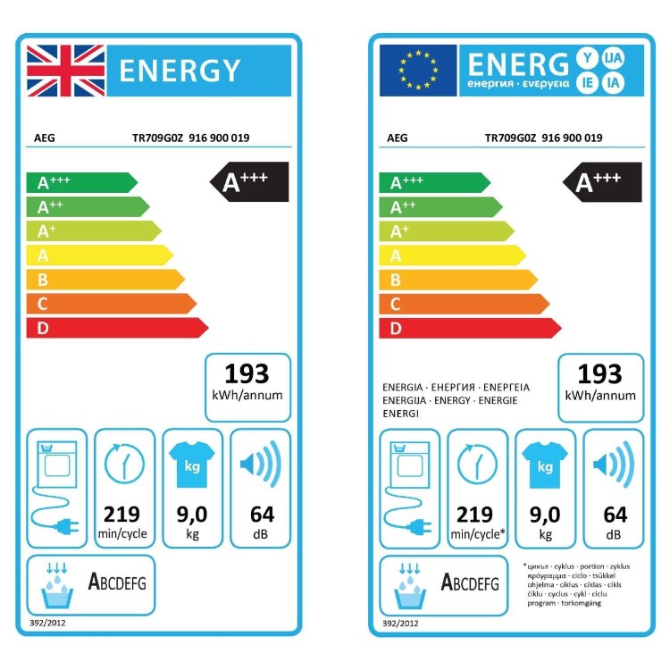 AEG 7000 Series SensiDry 9kg Heat Pump Tumble Dryer - White