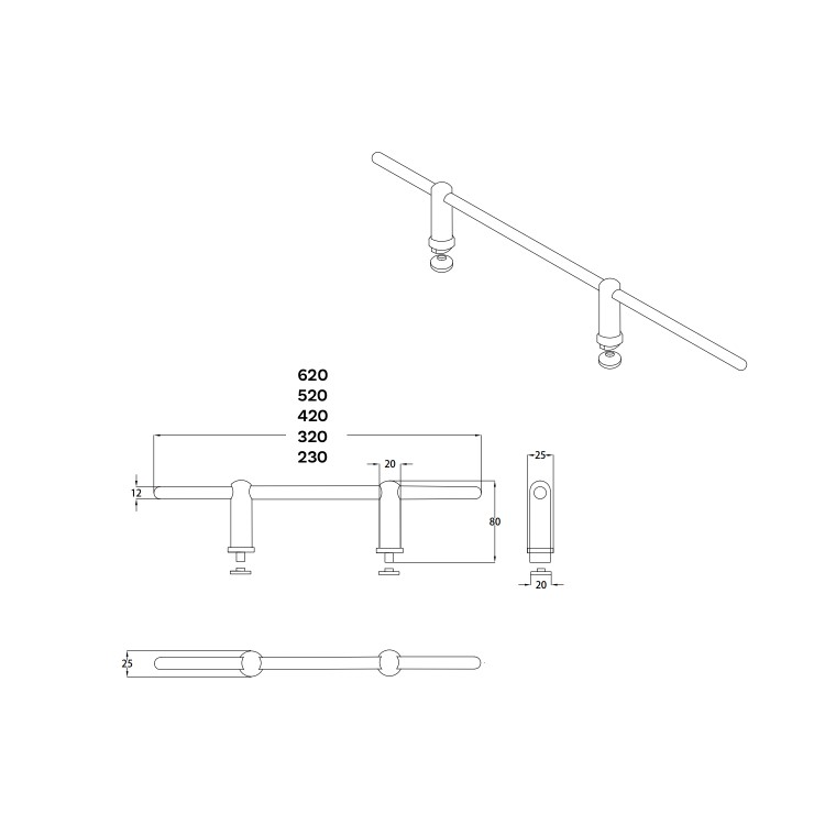 Anthracite Designer Towel Holder for Steel & Electric Radiators - 320mm