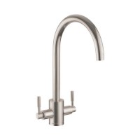 Rangemaster Aquatrend Brushed Nickel Dual Lever Mixer Kitchen Tap