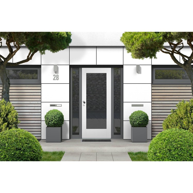 External Tricoya Pattern 10 with Clear Glass - White Primed, 1981 x 762 x 35 mm