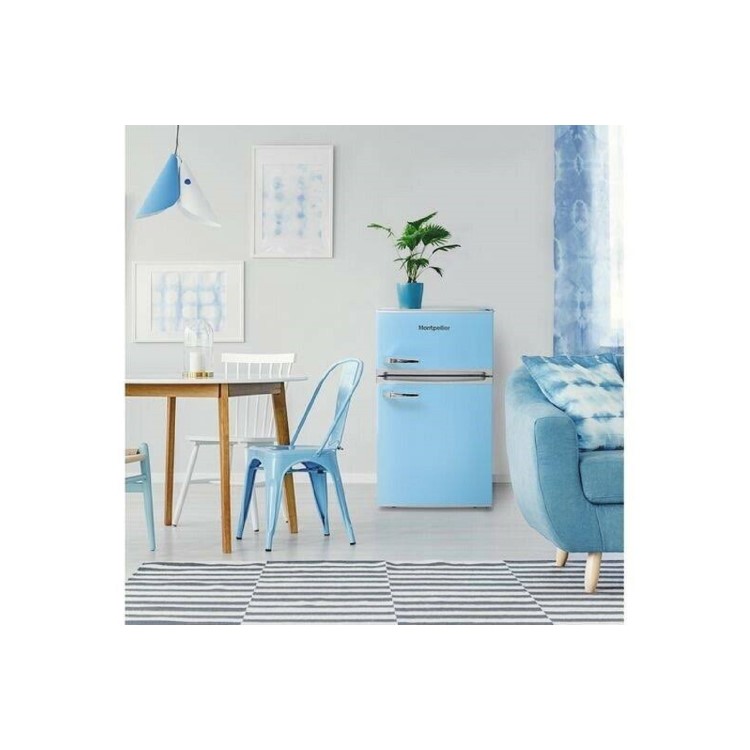 Refurbished MONTPELLIER Retro MAB2031PB Undercounter Fridge Freezer - Blue