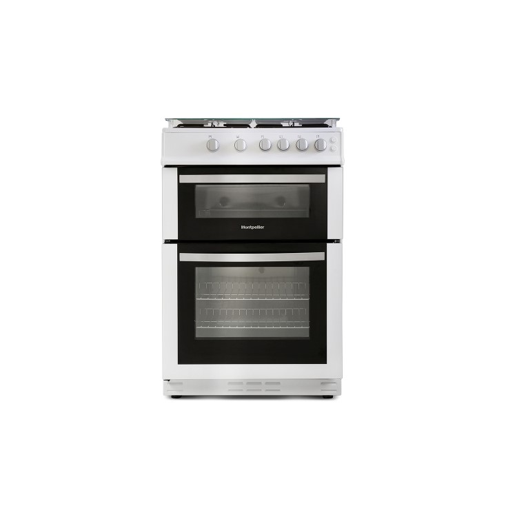 Montpellier MDG600LW 60cm Gas Double Oven With Lid White - LPG Jets Included