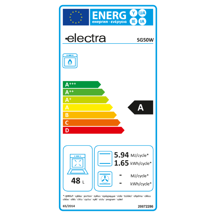 Refurbished Electra SG50W 50cm Gas Cooker