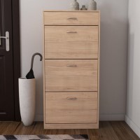 Torino Narrow Oak Effect Shoe Storage Cabinet - 18 Pairs