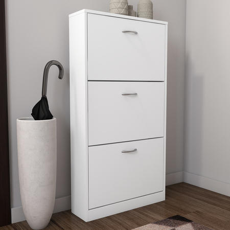 Torino Narrow White Shoe Storage Cabinet - 9 Pairs - BuyItDirect.ie