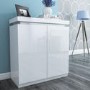 Tiffany White High Gloss Shoe Storage Cabinet with LED Lighting - 24 Pairs