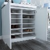 Slim White Gloss Shoe Cabinet with LEDs - 24 Pairs - Tiffany