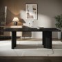 Large Black Wooden Rectangular Dining Table - Seats 6 - 8 - Troy