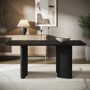 Black Wooden Rectangular Dining Table - Seats 4 - 6 - Troy