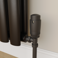 Elego Matte Black Modern TRV Angled Thermostatic Radiator Valves With Lockshield Elego Matte Black Modern TRV Angled Thermostatic Radiator Valves With Lockshield